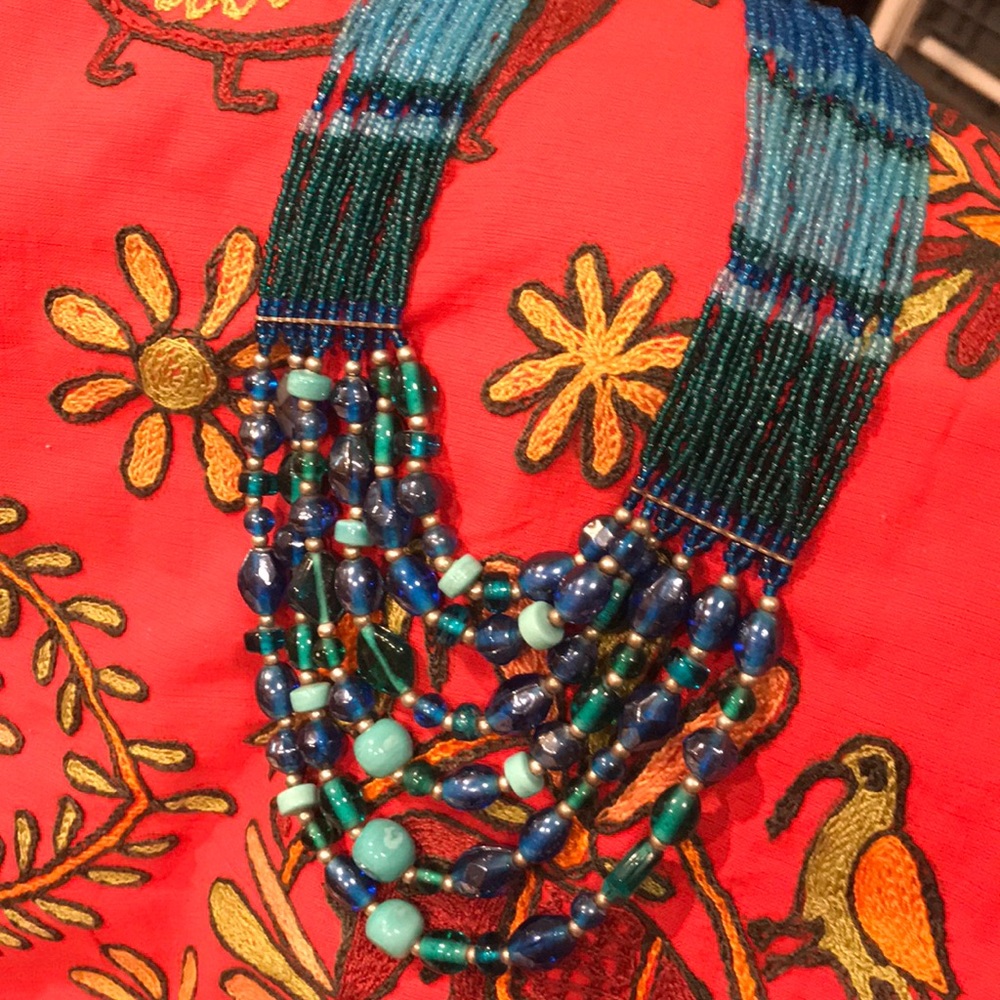 Glass hand beaded necklace in stunning colors - Picture 1 of 5